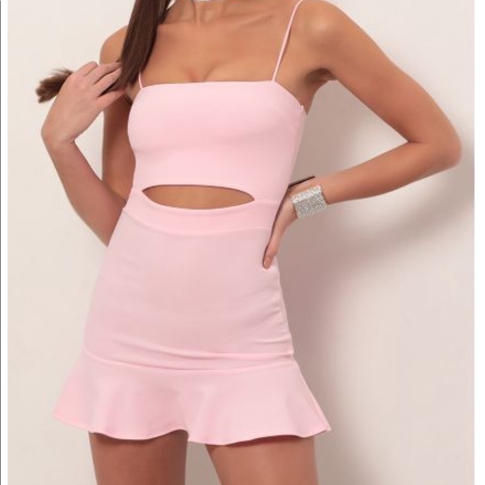 COPY - Reilly Cutout Ruffle Dress in Light Pink